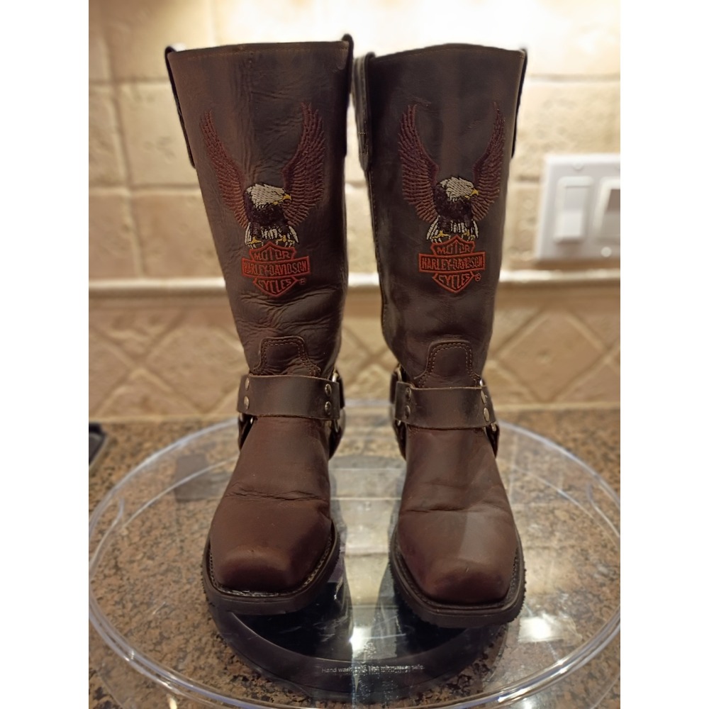 Vtg Harley Davidson Darren Eagle Boots Men 6.5M / Women 8 Brown Leather Biker